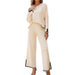 👚New Arrivals - Top & Wide-Leg Trousers Set – Contrast Drawstring Details & Versatile Pockets for Coffee Runs or Lounging