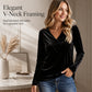 👚Seasonal Style - Luminous V-Neck Top with Regular Fit – Soft Texture & Sophisticated Shine for Cooler Days