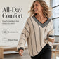 Women's Loose Casual V-Neck Striped Sweater
