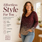Women's V-Neck Gradient Print Long Sleeve Shirt