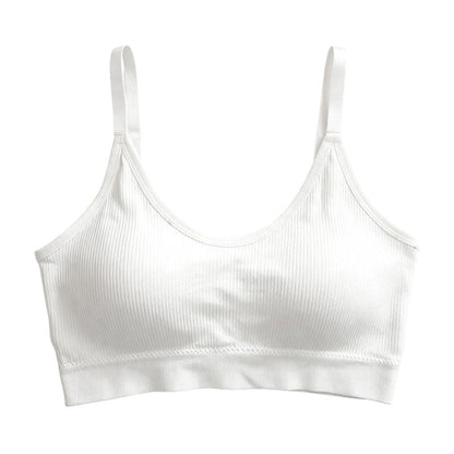 Seamless Ribbed Bralette with Adjustable Straps and Removable Cups
