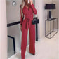 Elegant Solid Color Sexy Slim-Fit V-Neck Jumpsuit