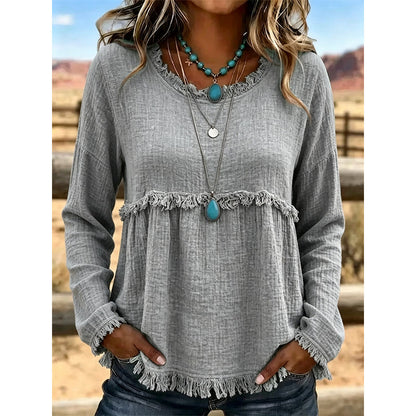 Women's Vintage Fringe Tassel Casual Top