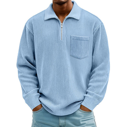 Men's Casual Ribbed Half Zip Sweater