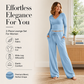 Women's V-Neck Long-Sleeve Top & Wide-Leg Pants Set
