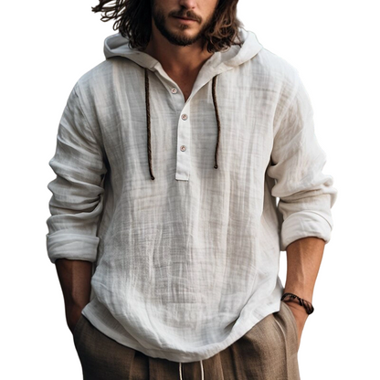 Men's Casual Long Sleeve Breathable Hooded Shirt
