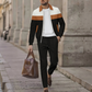 Trendy Men's Two-Piece Set - Color-Block Jacket & Pants