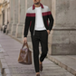 Trendy Men's Two-Piece Set - Color-Block Jacket & Pants