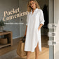 Women Loose Cotton Linen Shirt Dress with Pockets