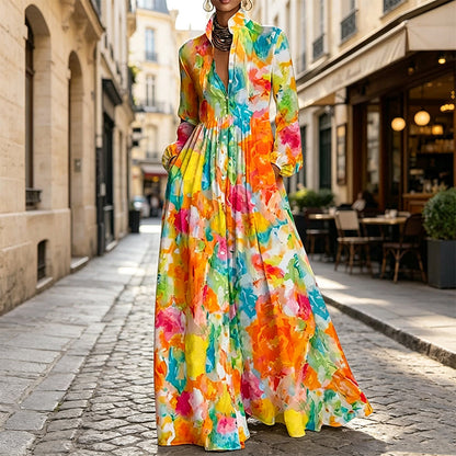 Women's Artistic Graffiti Print Maxi Dress