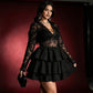 Women's Lace Patchwork V-Neck Long Sleeve Dress