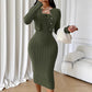 Women's Ribbed Knit Bodycon Dress with Cropped Cardigan