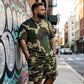 Men's Camouflage Print T-Shirt & Shorts Set