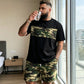 Men's Camouflage Print T-Shirt & Shorts Set