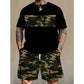 Men's Camouflage Print T-Shirt & Shorts Set