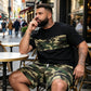 Men's Camouflage Print T-Shirt & Shorts Set