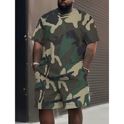 Men's Camouflage Print T-Shirt & Shorts Set