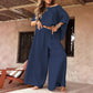 Women's Causal Off Shoulder Top ＆ Wide-Leg Pants Two-Piece Set