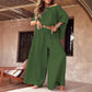 Women's Causal Off Shoulder Top ＆ Wide-Leg Pants Two-Piece Set