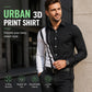 Men's Contrast Print Long Sleeve Slim Fit Lapel Shirt