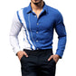 Men's Contrast Print Long Sleeve Slim Fit Lapel Shirt