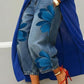 Artistic Flower Wide-Leg Jeans for Women