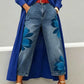 Artistic Flower Wide-Leg Jeans for Women