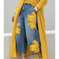Artistic Flower Wide-Leg Jeans for Women