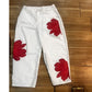 Artistic Flower Wide-Leg Jeans for Women