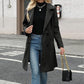 Elegant Black Double-Breasted Coat: Comfortable Fit & Timeless Style