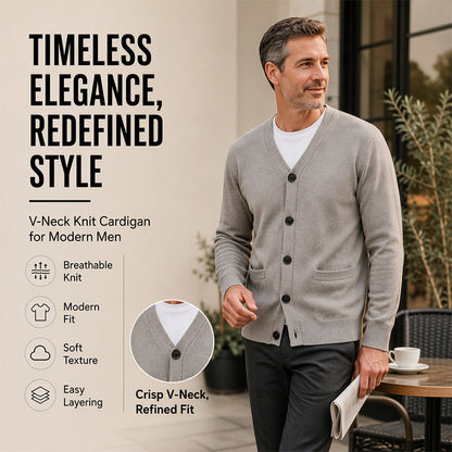 Bestseller🏆🧶 Men's V-Neck Knit Cardigan – Timeless Silhouette & All-Day Comfort for Every Occasion