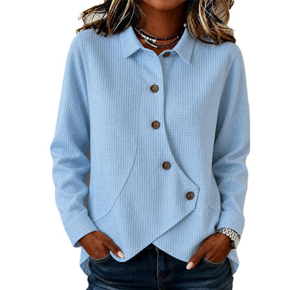 ✨Bestseller 👕 Soft Waffle Knit Top with Irregular Hem – Versatile Colors for Any Casual Occasion