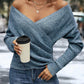 🌸👚New Arrivals - V-Neck Knit Top with Flattering Wrap Front