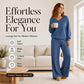 Bestseller🏆👚💕 V-Neck Off-Shoulder Top & Pants Set – Timeless Comfort & Effortless Style for Every Look