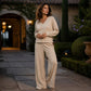 Bestseller🏆👚💕 V-Neck Off-Shoulder Top & Pants Set – Timeless Comfort & Effortless Style for Every Look
