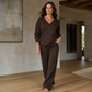 Bestseller🏆👚💕 V-Neck Off-Shoulder Top & Pants Set – Timeless Comfort & Effortless Style for Every Look