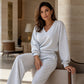 Bestseller🏆👚💕 V-Neck Off-Shoulder Top & Pants Set – Timeless Comfort & Effortless Style for Every Look