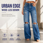 Trending Now⭐👖 High-Waisted Distressed Wide-Leg Jeans – Vintage Stonewash & Relaxed Fit for Effortless Urban Style