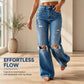 Trending Now⭐👖 High-Waisted Distressed Wide-Leg Jeans – Vintage Stonewash & Relaxed Fit for Effortless Urban Style