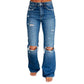 Trending Now⭐👖 High-Waisted Distressed Wide-Leg Jeans – Vintage Stonewash & Relaxed Fit for Effortless Urban Style