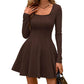 Women's Long Sleeve Square Neck Mini Dress