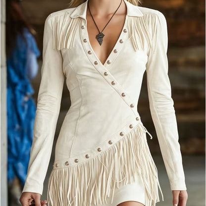 Bestseller🏆👗 Fringe Trim Long Sleeve Dress – Timeless Silhouette & All-Day Comfort for Every Look