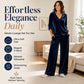 Bestseller🏆👚💕 V-Neck Velvet & Wide-Leg 2-Piece Set – Timeless Silhouette & Effortless Style for Every Look