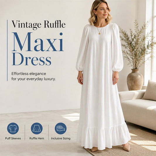 🏆Bestseller 👗 Flowing Ruffle Maxi Gown – Timeless Vintage Charm with Modern Breathable Comfort