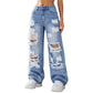 ✨New Arrivals 👖 Wide-Leg Jeans with Multi-Layer Rips – High-Rise Fit That Visually Elongates Your Legs