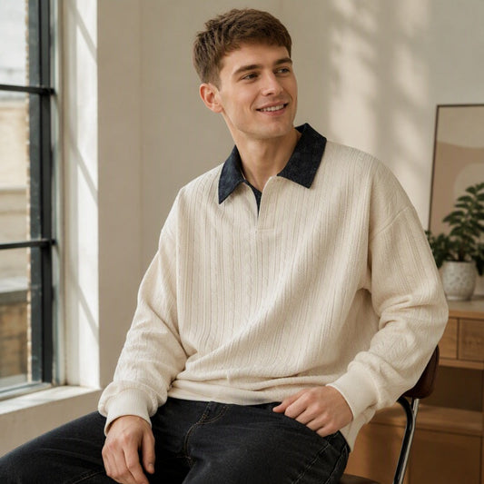 Trending Now⭐🧥 Vintage Faux-Layer Sweatshirt with Collared Design