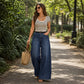 Women's Casual Wide Leg High-Waisted Jeans 