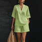 ✨🌺New Arrivals - V‑Neck Top & Wide‑Leg Shorts Set – Lightweight Premium Blend & Draped Silhouette for Vacation or Daily Outing
