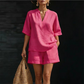 ✨🌺New Arrivals - V‑Neck Top & Wide‑Leg Shorts Set – Lightweight Premium Blend & Draped Silhouette for Vacation or Daily Outing