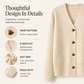 Women's V-Neck Heart Button Knit Cardigan